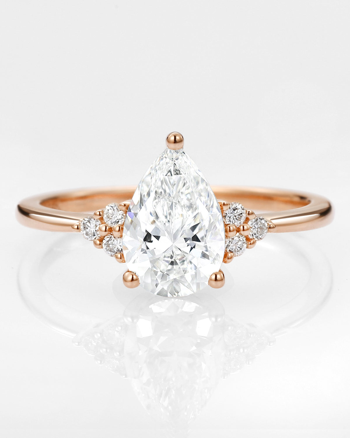 1.0ct Pear Lab Grown Diamond Cluster Engagement Ring - Celestia