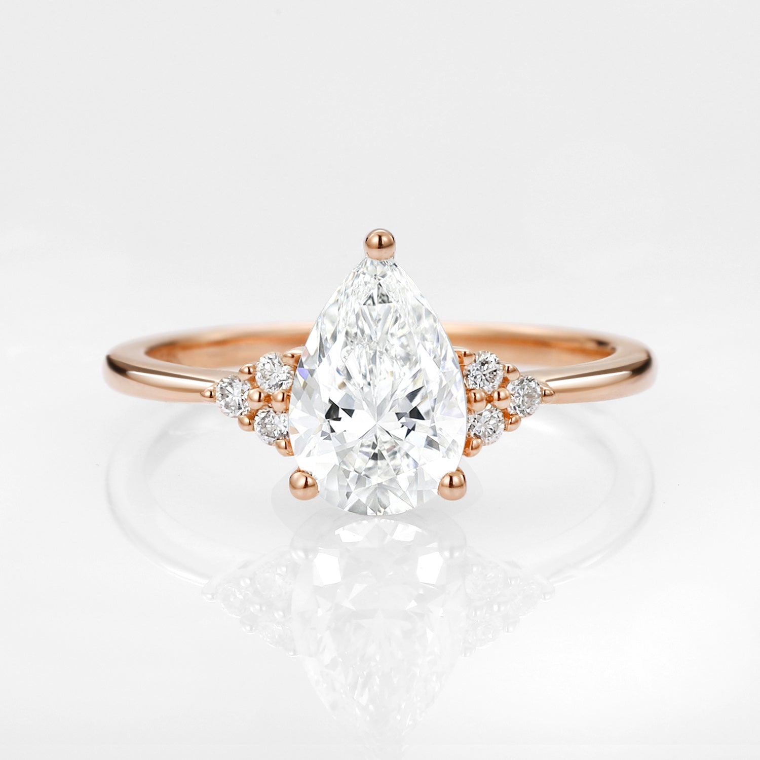 1.0ct Pear Lab Grown Diamond Cluster Engagement Ring - Celestia