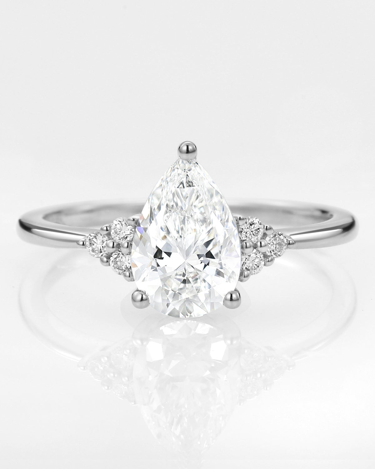 1.0ct Pear Lab Grown Diamond Cluster Engagement Ring - Celestia