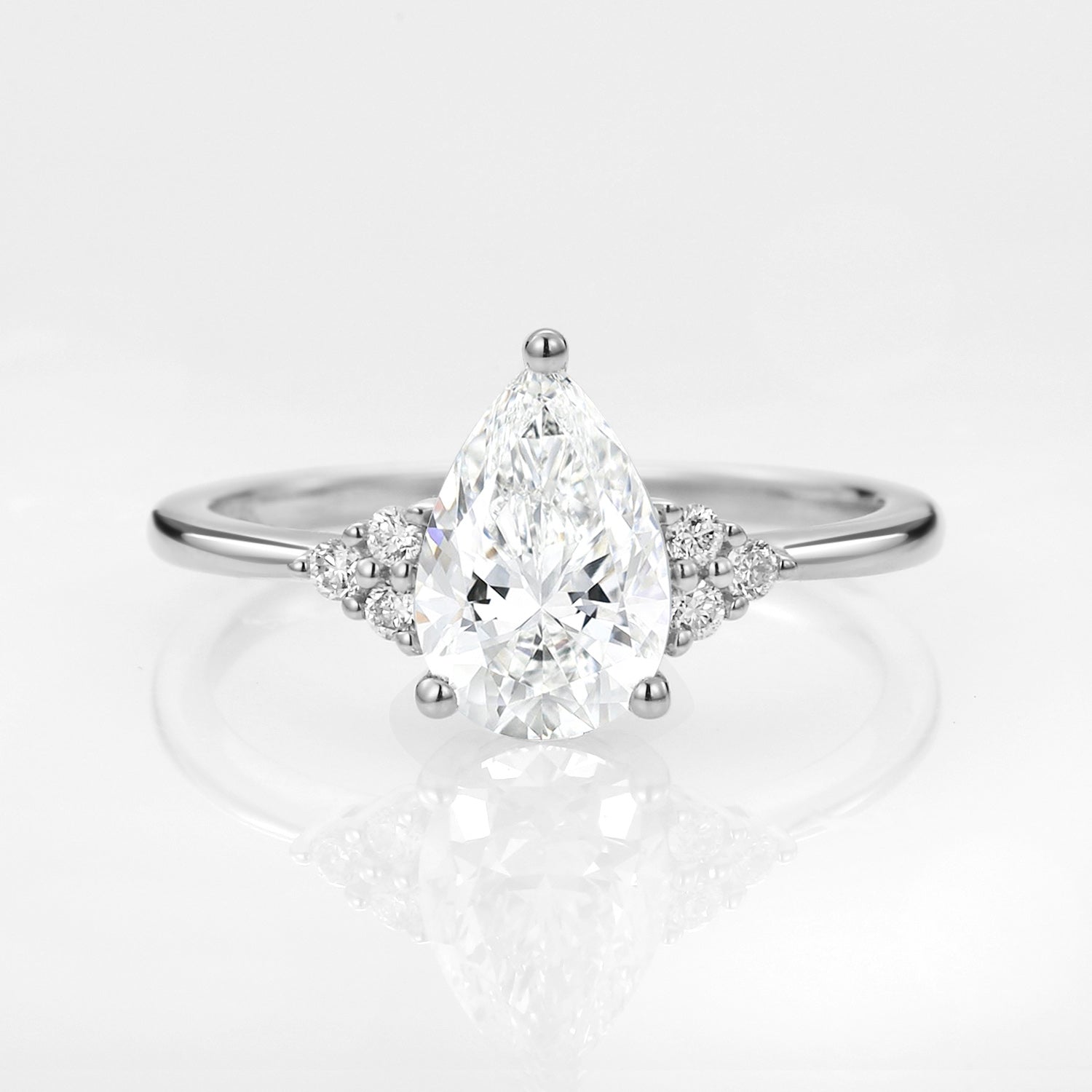1.0ct Pear Lab Grown Diamond Cluster Engagement Ring - Celestia