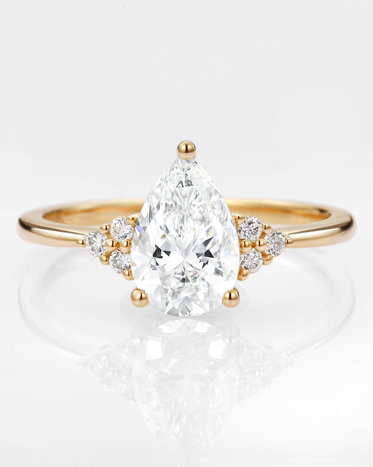 1.0ct Pear Lab Grown Diamond Cluster Engagement Ring - Celestia