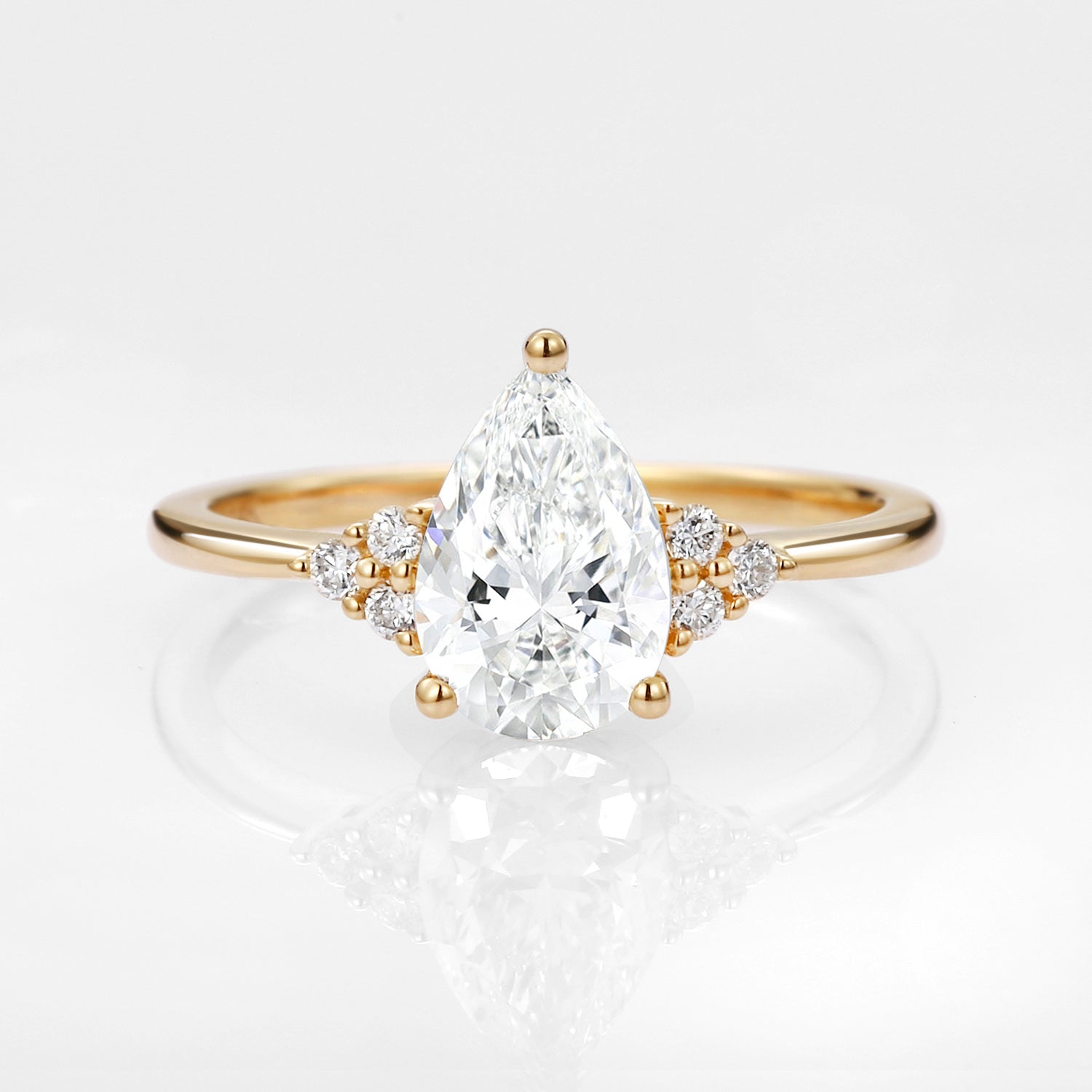 1.0ct Pear Lab Grown Diamond Cluster Engagement Ring - Celestia