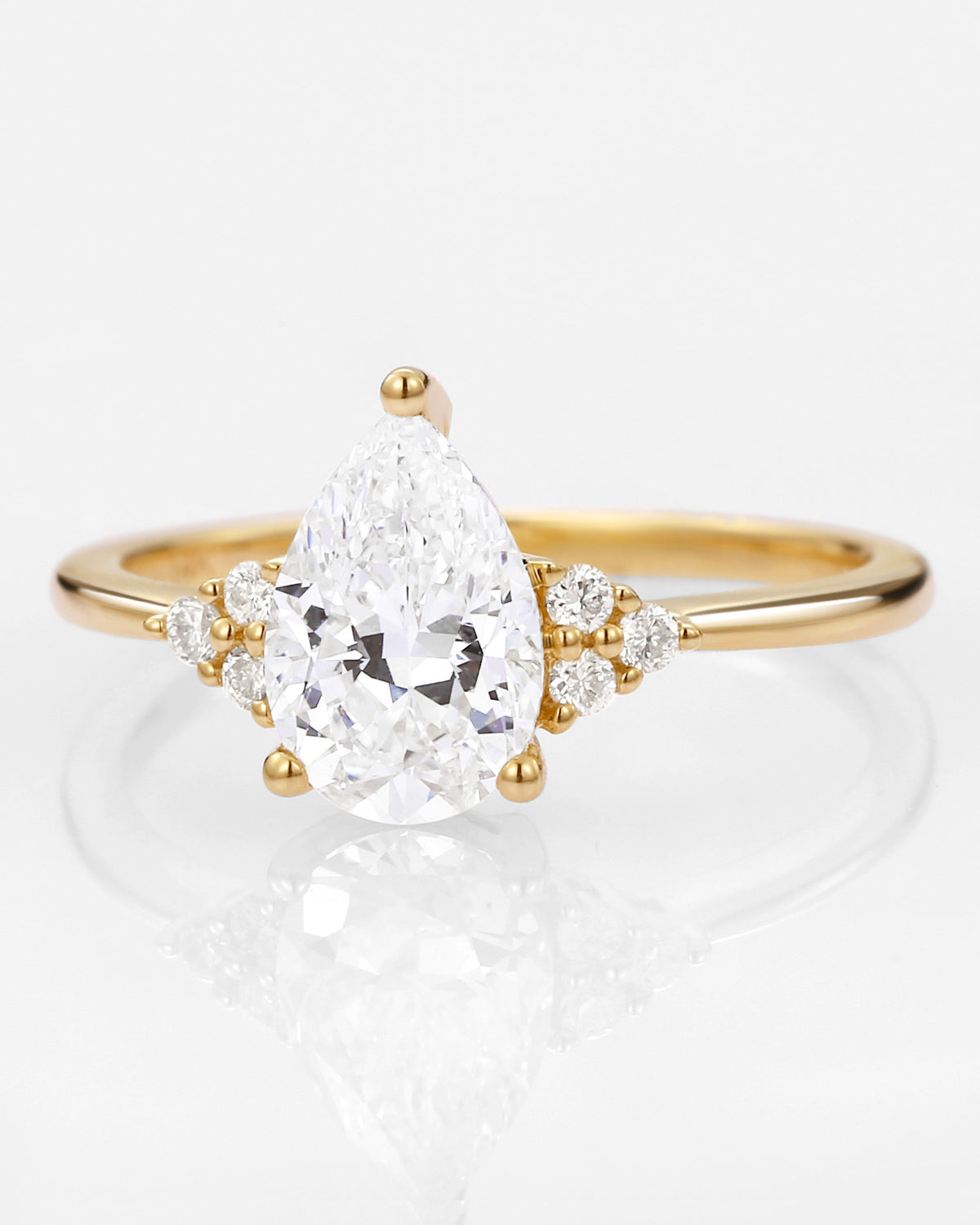 1.0ct Pear Lab Grown Diamond Cluster Engagement Ring - Celestia