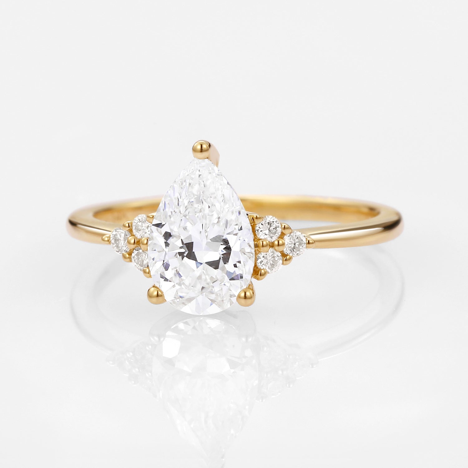 1.0ct Pear Lab Grown Diamond Cluster Engagement Ring - Celestia