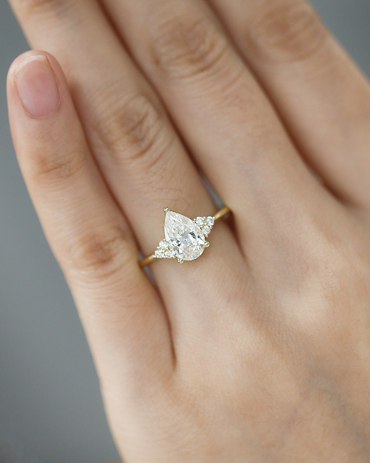 1.0ct Pear Lab Grown Diamond Cluster Engagement Ring - Celestia