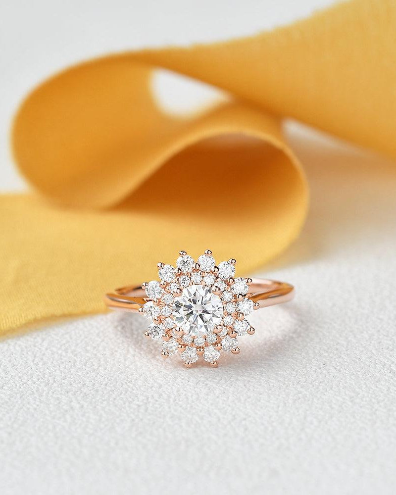 Flower Marquise Moissanite Rose Gold Ring - Felicegals