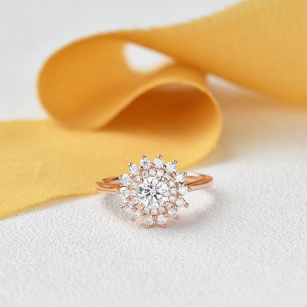 Flower Marquise Moissanite Rose Gold Ring - Felicegals