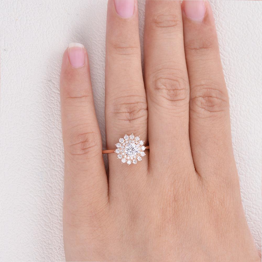 Flower Marquise Moissanite Rose Gold Ring - Felicegals