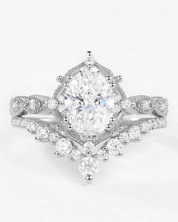 1.5ct Lab Grown Diamond Signature Vintage Ring Set 2pcs - Charlotte