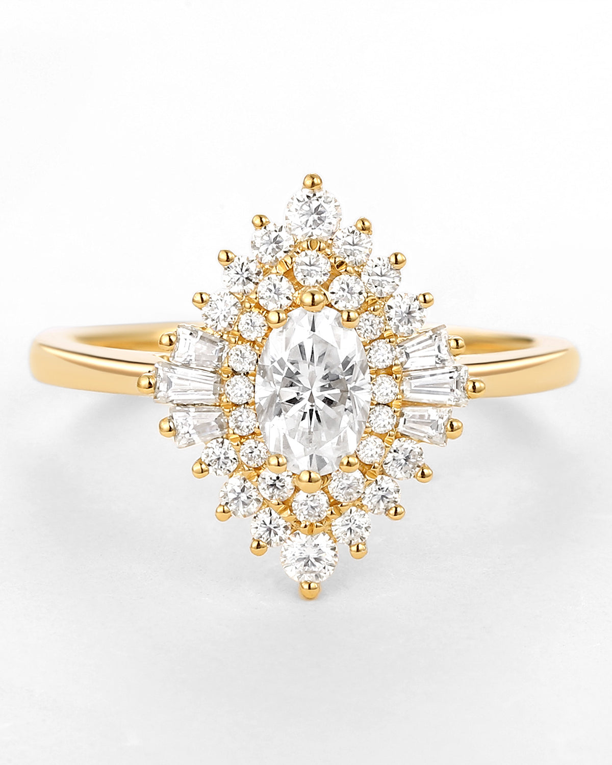 Art Deco Moissanite Stacking Halo Ring - Valerie