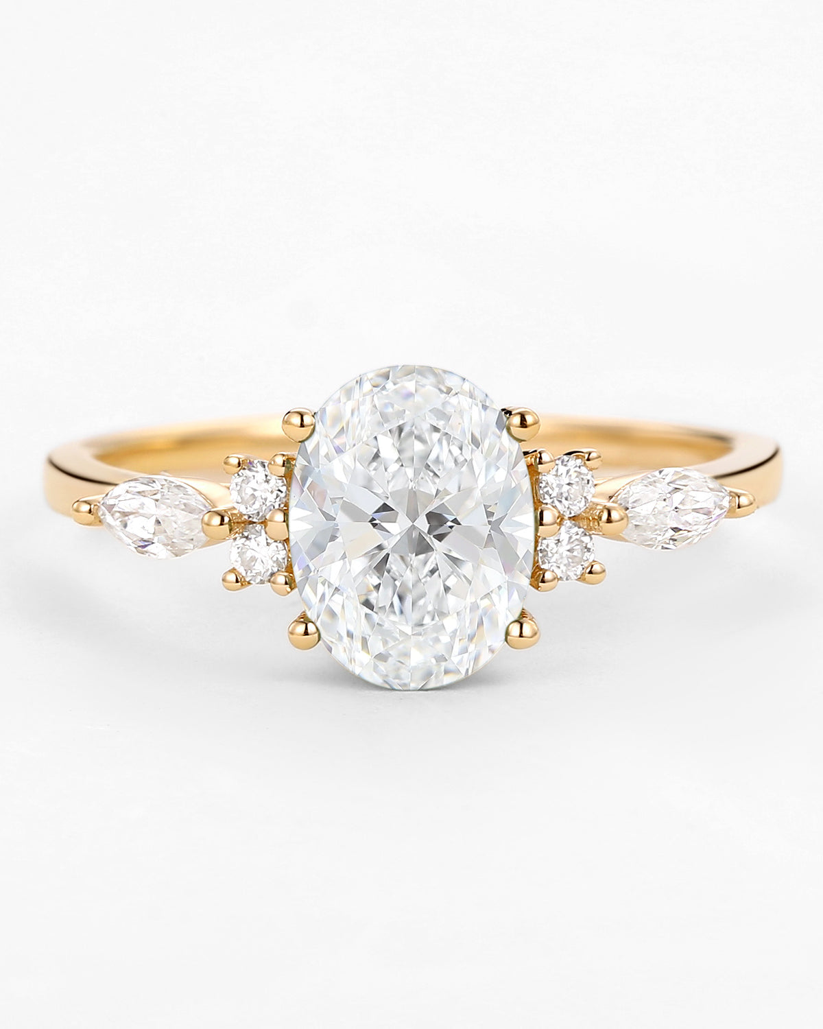 1.5ct Oval Cut Lab Grown Diamond Yellow Gold Engagement Ring
