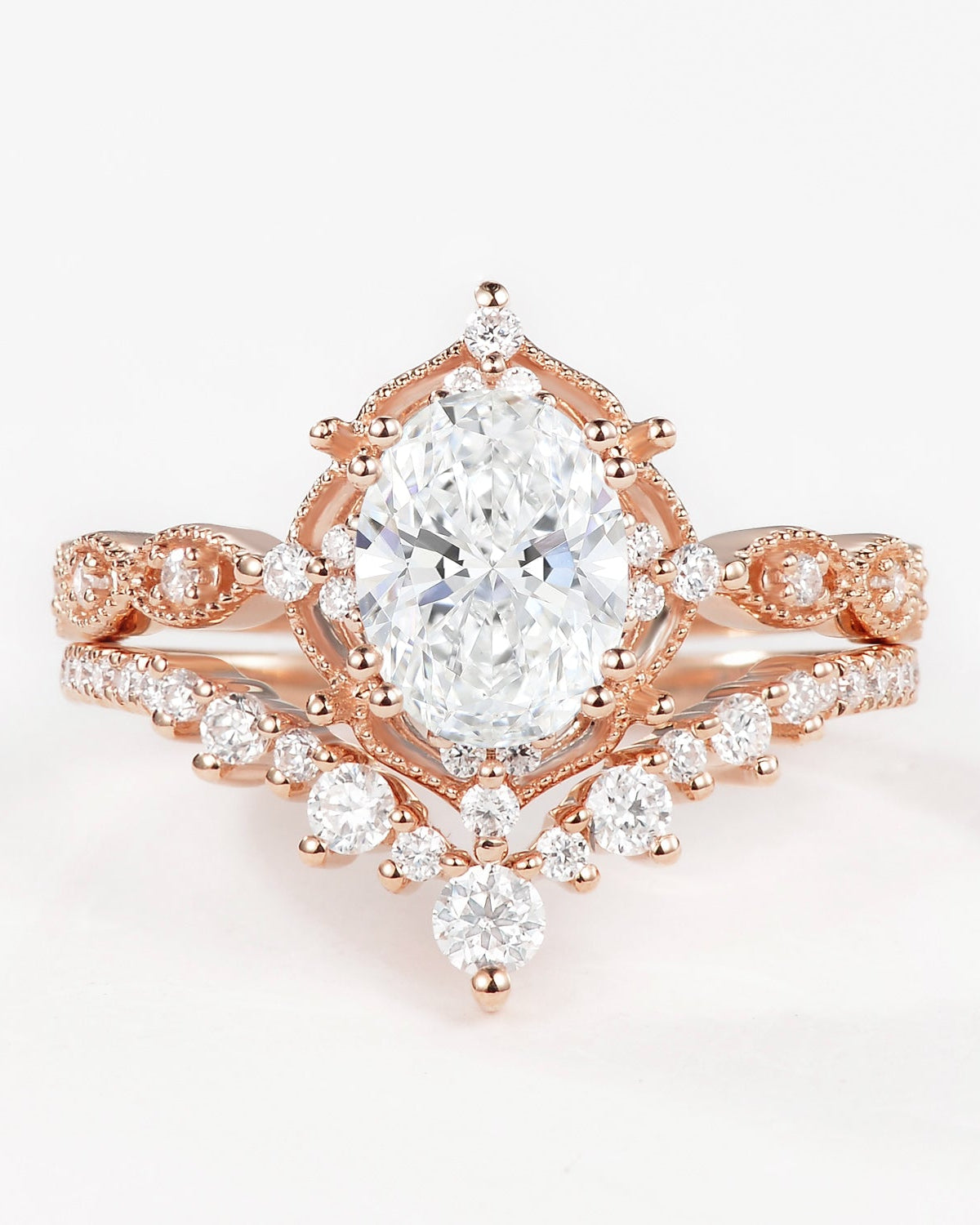 1.5ct Lab Grown Diamond Signature Vintage Ring Set 2pcs - Charlotte