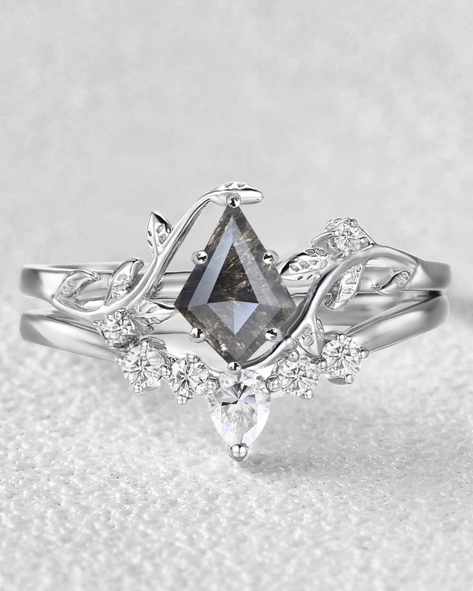 Unique Kite Cut Leafy Engagement Ring
