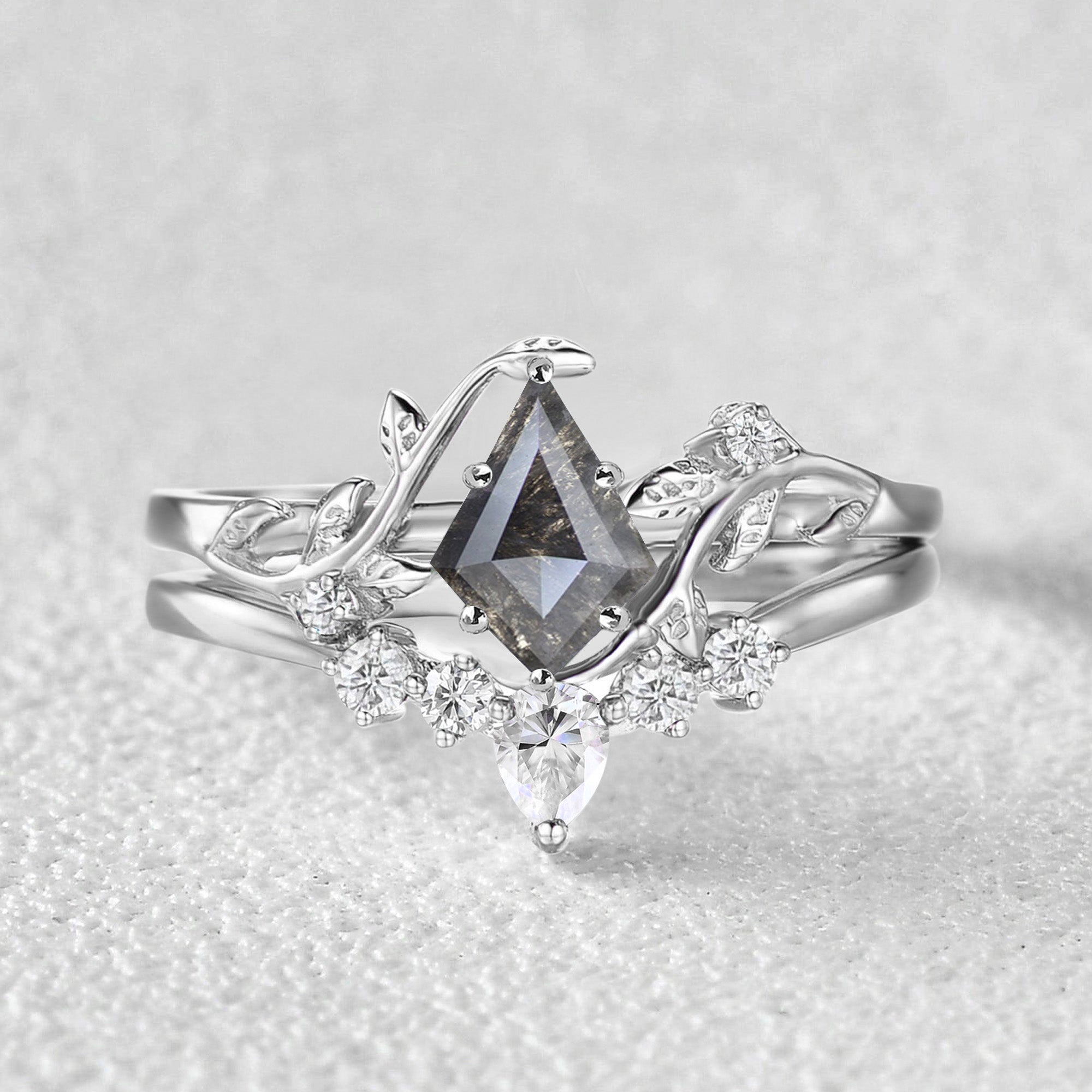 Unique Kite Cut Leafy Engagement Ring