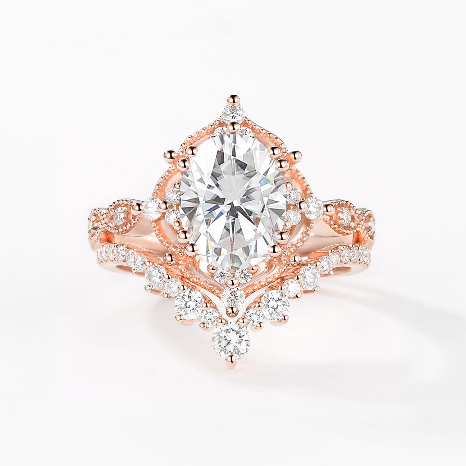 2.0ct Signature Vintage Moissanite Big Ring Set 2pcs - Charlotte