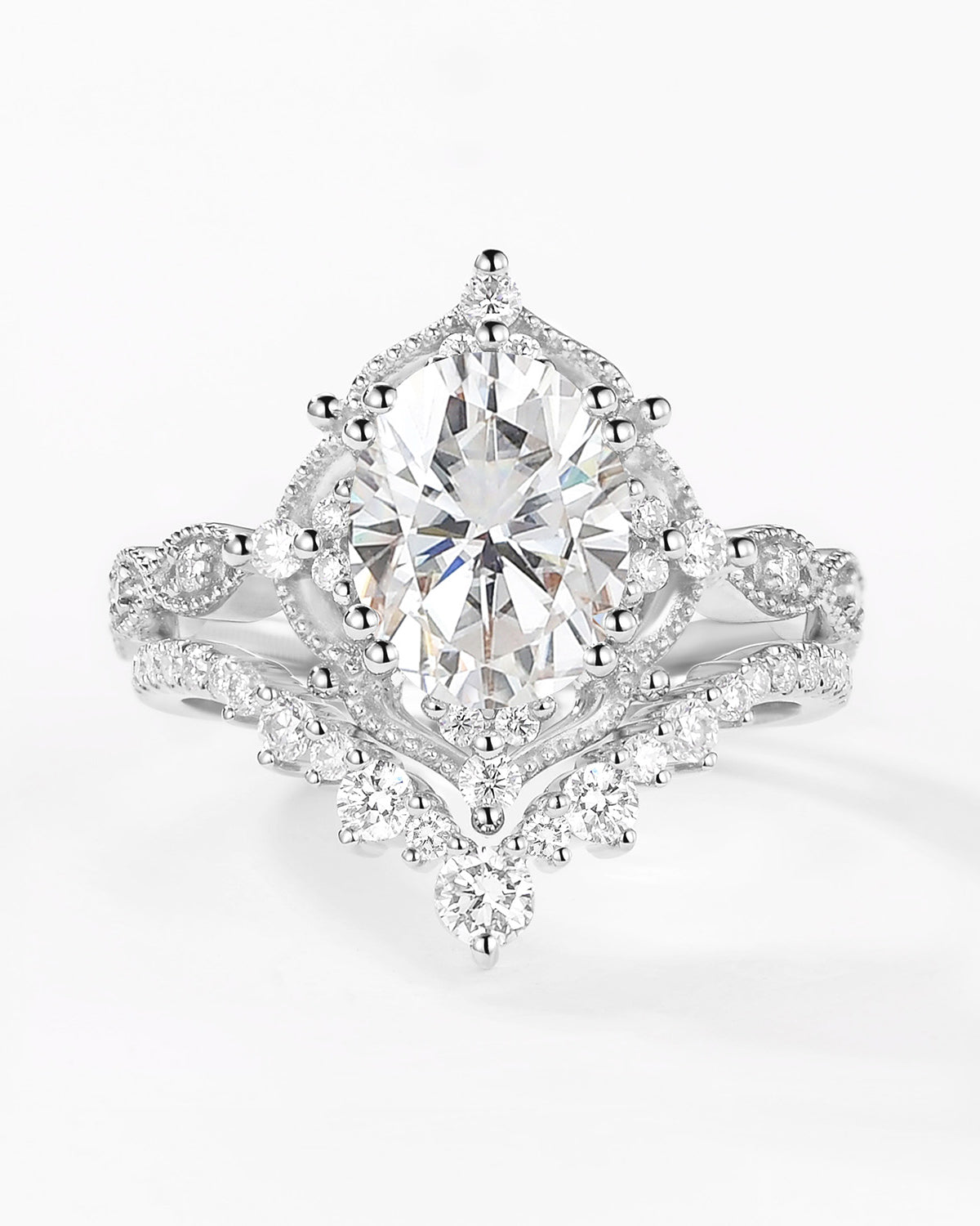 2.0ct Signature Vintage Moissanite Big Ring Set 2pcs - Charlotte