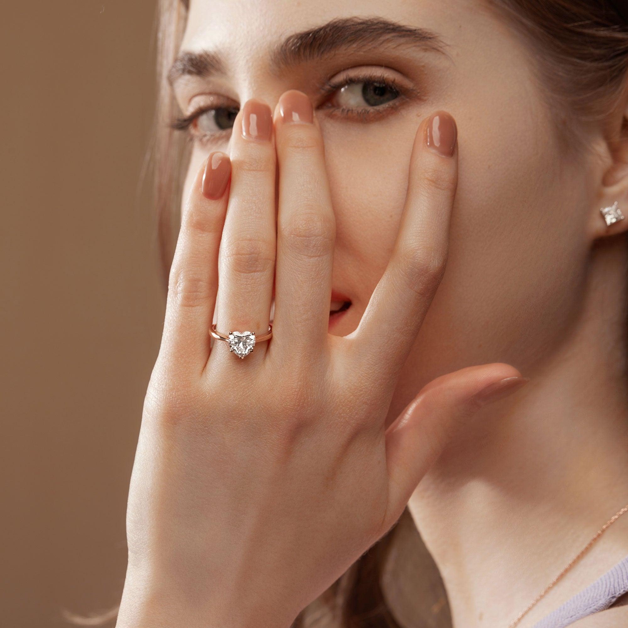 2.0ct Heart Shaped Moissanite Classic Solitaire Ring - Felicegals 丨Wedding ring 丨Fashion ring 丨Diamond ring 丨Gemstone ring