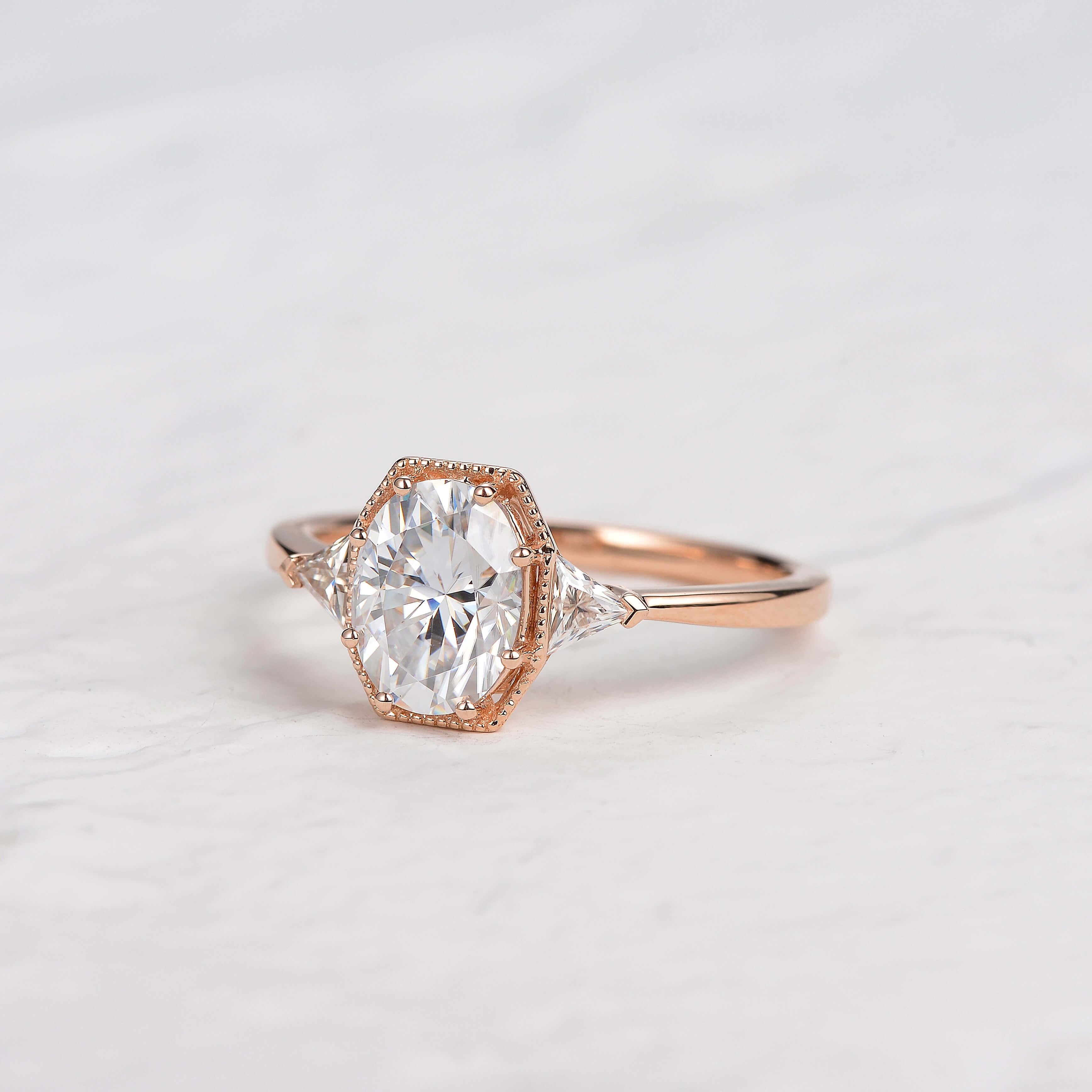 Geometric Moissanite Yellow Gold Vintage Ring - Felicegals 丨Wedding ring 丨Fashion ring 丨Diamond ring 丨Gemstone ring--Felicegals