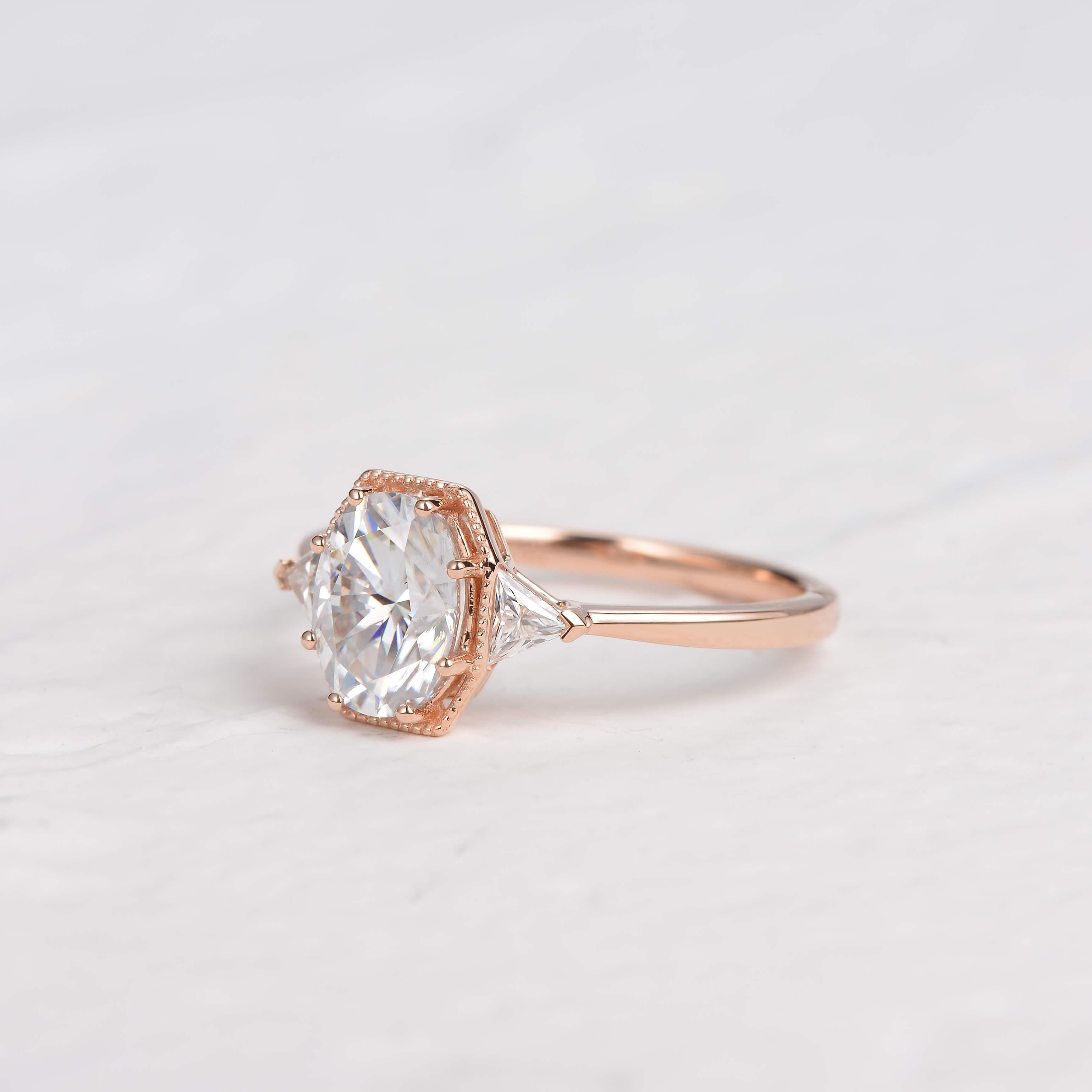 Geometric Moissanite Yellow Gold Vintage Ring - Felicegals 丨Wedding ring 丨Fashion ring 丨Diamond ring 丨Gemstone ring--Felicegals