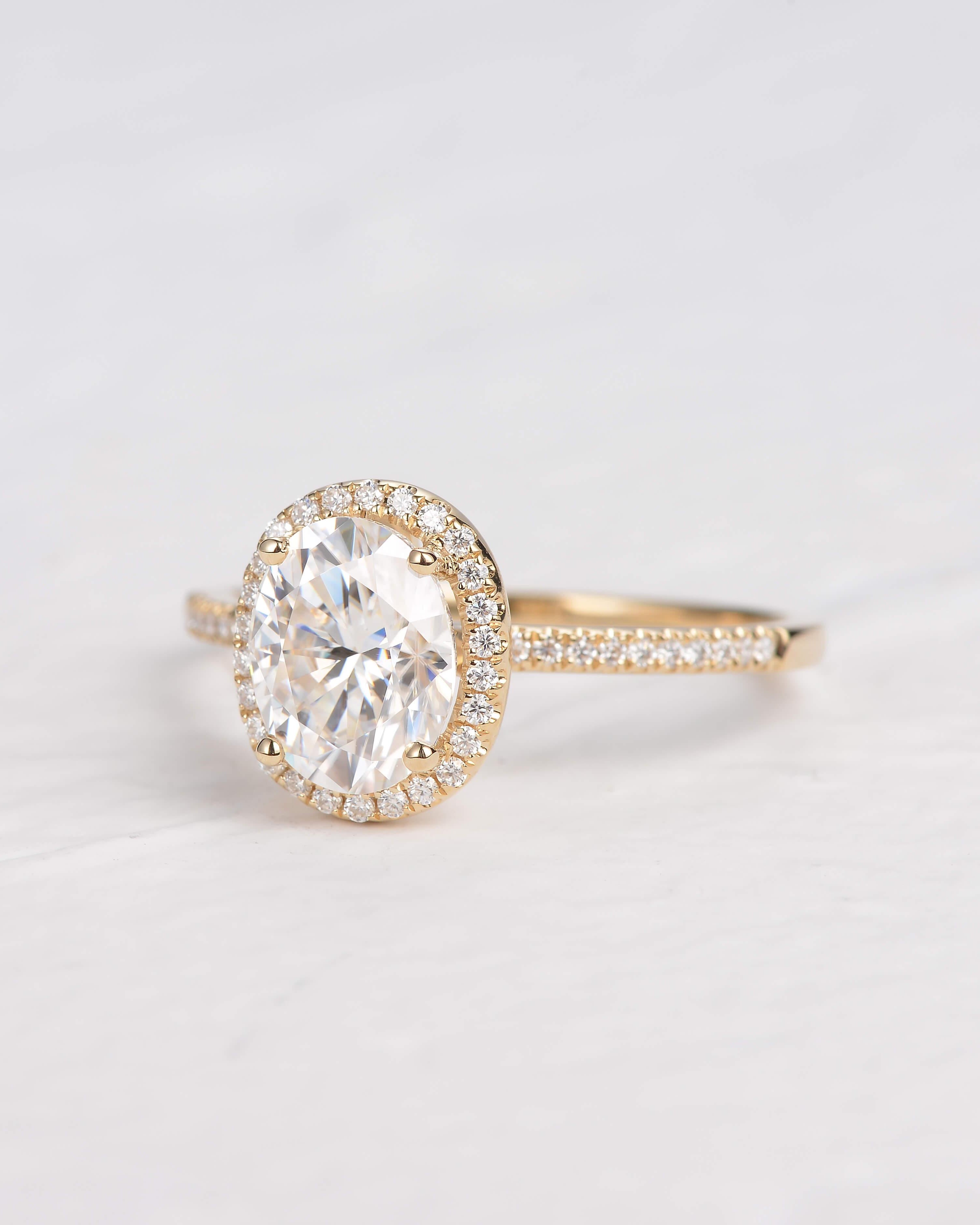 2ct Oval Colorless Moissanite Rose Gold Ring - Felicegals 丨Wedding ring 丨Fashion ring 丨Diamond ring 丨Gemstone ring--Felicegals