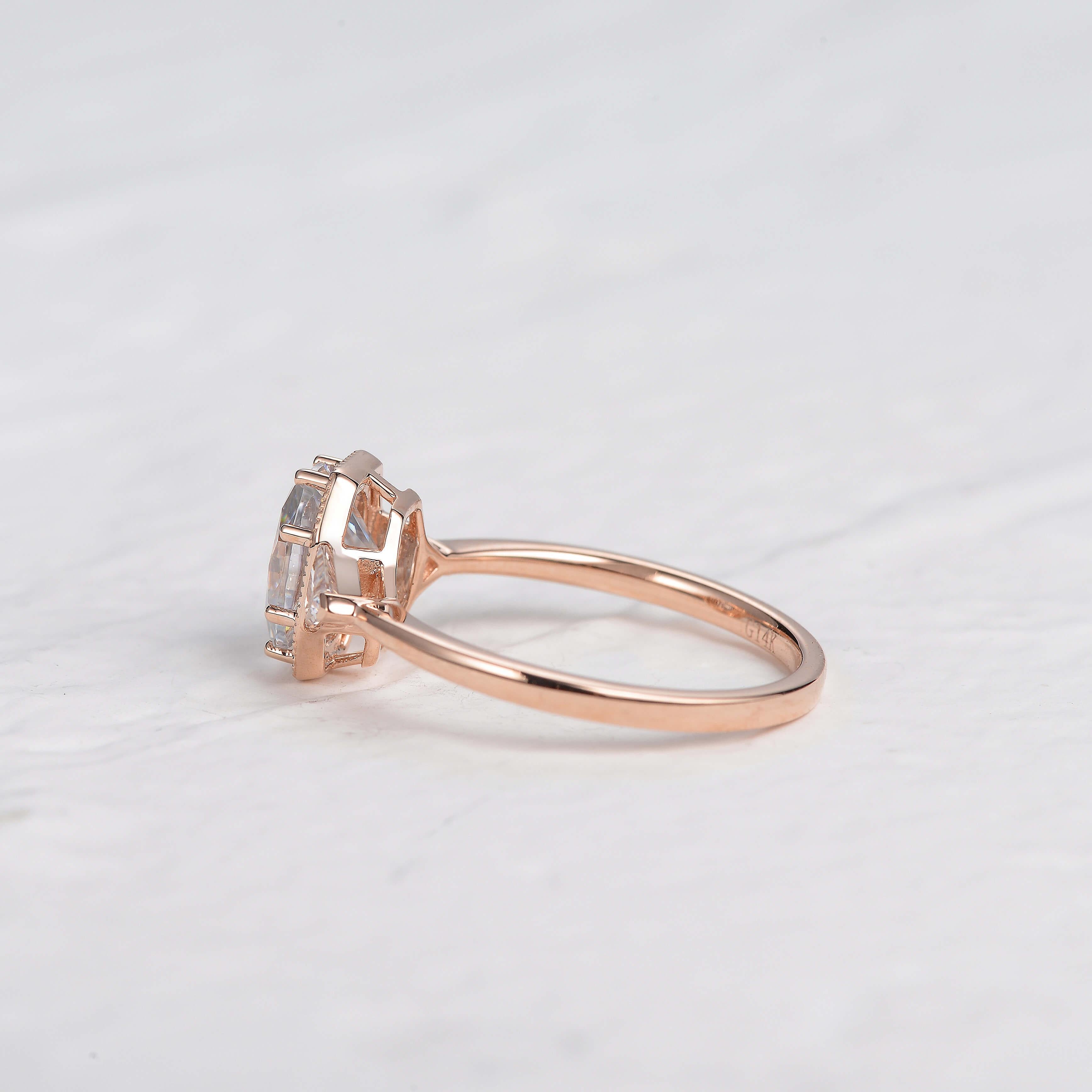 Geometric Moissanite Yellow Gold Vintage Ring - Felicegals 丨Wedding ring 丨Fashion ring 丨Diamond ring 丨Gemstone ring--Felicegals