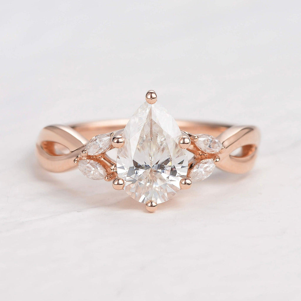1.5ct Pear Moissanite Infinity Six-prong Ring - Felicegals 丨Wedding ring 丨Fashion ring 丨Diamond ring 丨Gemstone ring