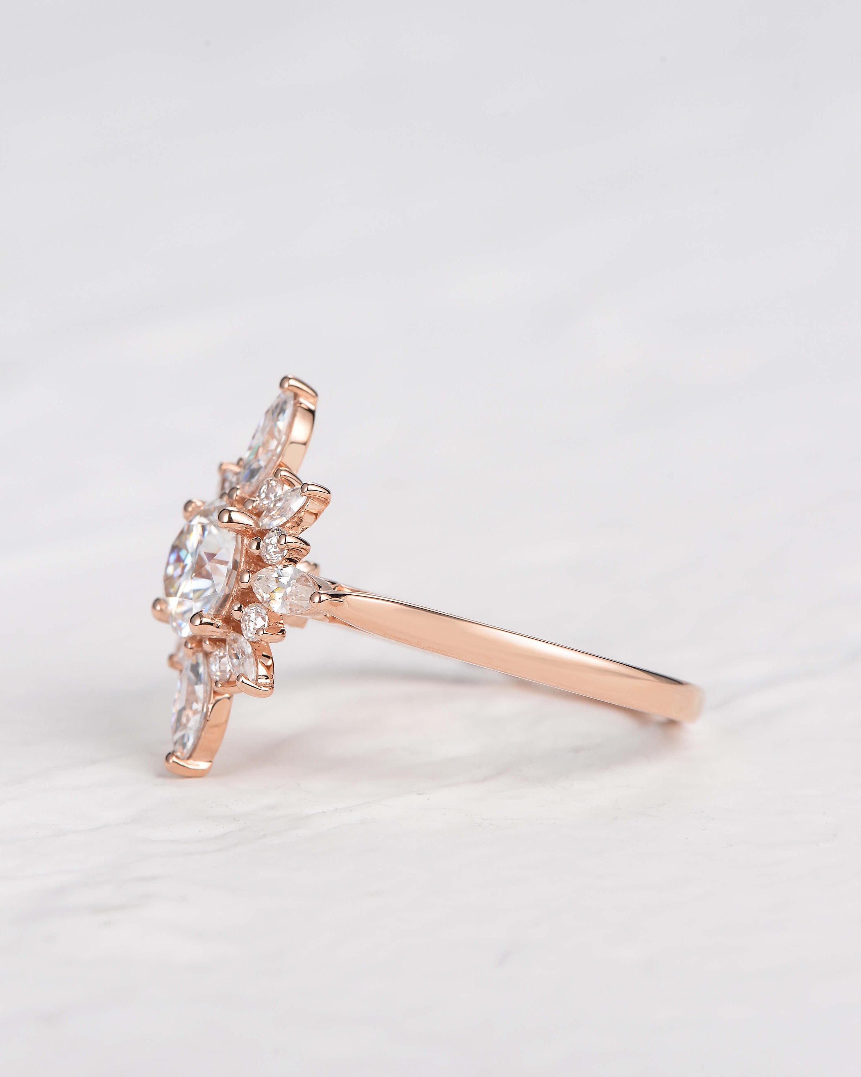 Flower Marquise Moissanite Rose Gold Ring - Felicegals 丨Wedding ring 丨Fashion ring 丨Diamond ring 丨Gemstone ring--Felicegals