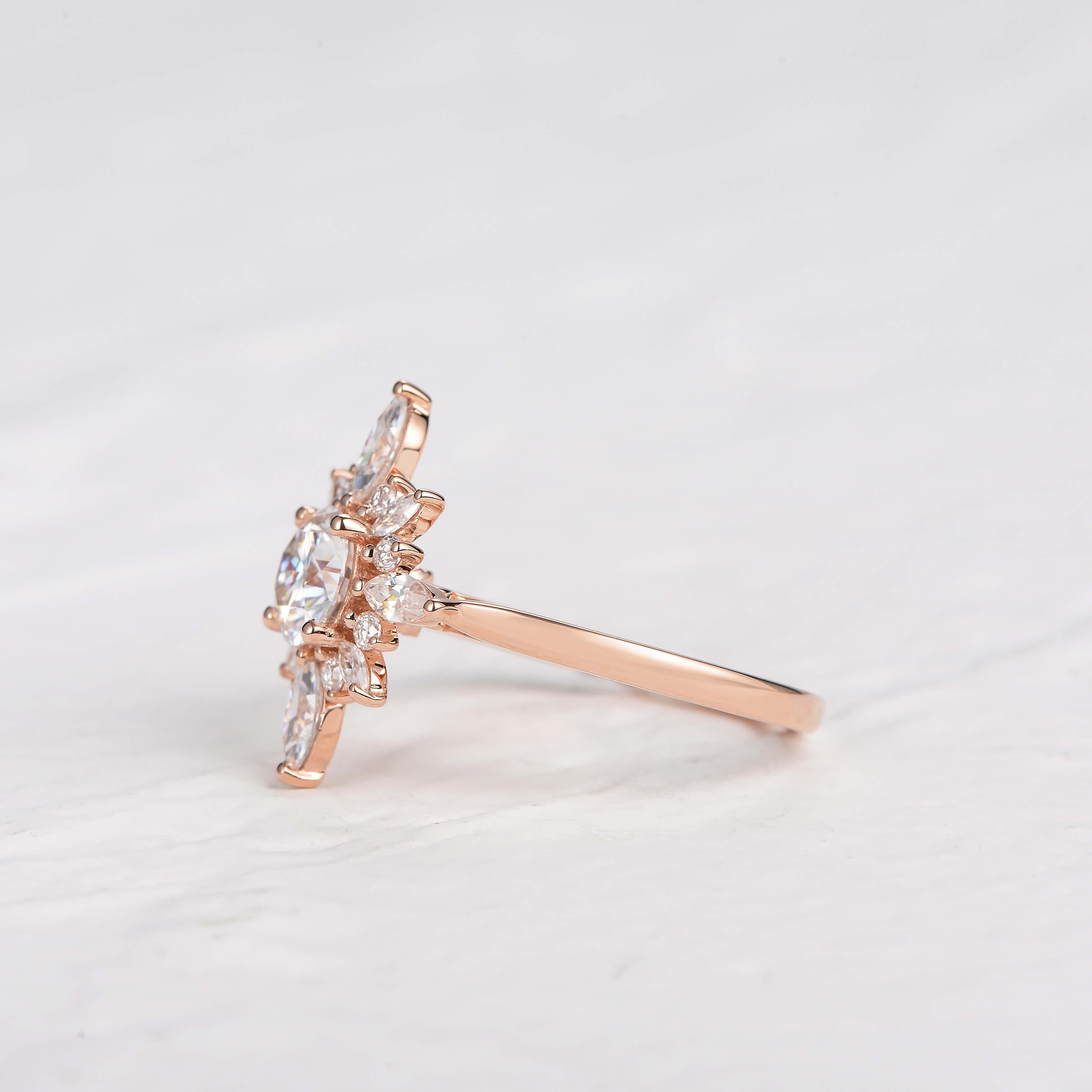 Flower Marquise Moissanite Rose Gold Ring - Felicegals 丨Wedding ring 丨Fashion ring 丨Diamond ring 丨Gemstone ring--Felicegals