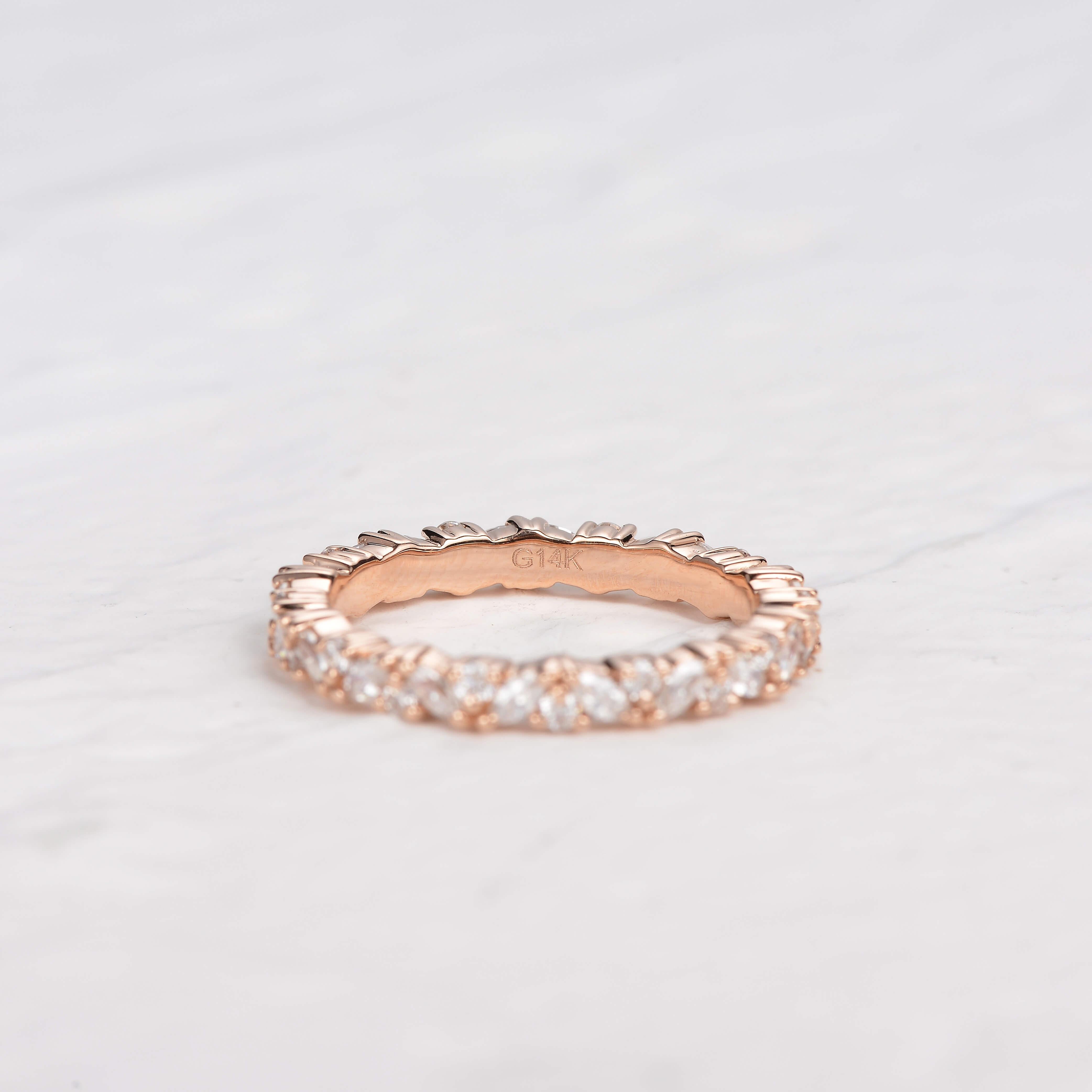 Moissanite Cluster Wedding Band Ring - Felicegals 丨Wedding ring 丨Fashion ring 丨Diamond ring 丨Gemstone ring--Felicegals