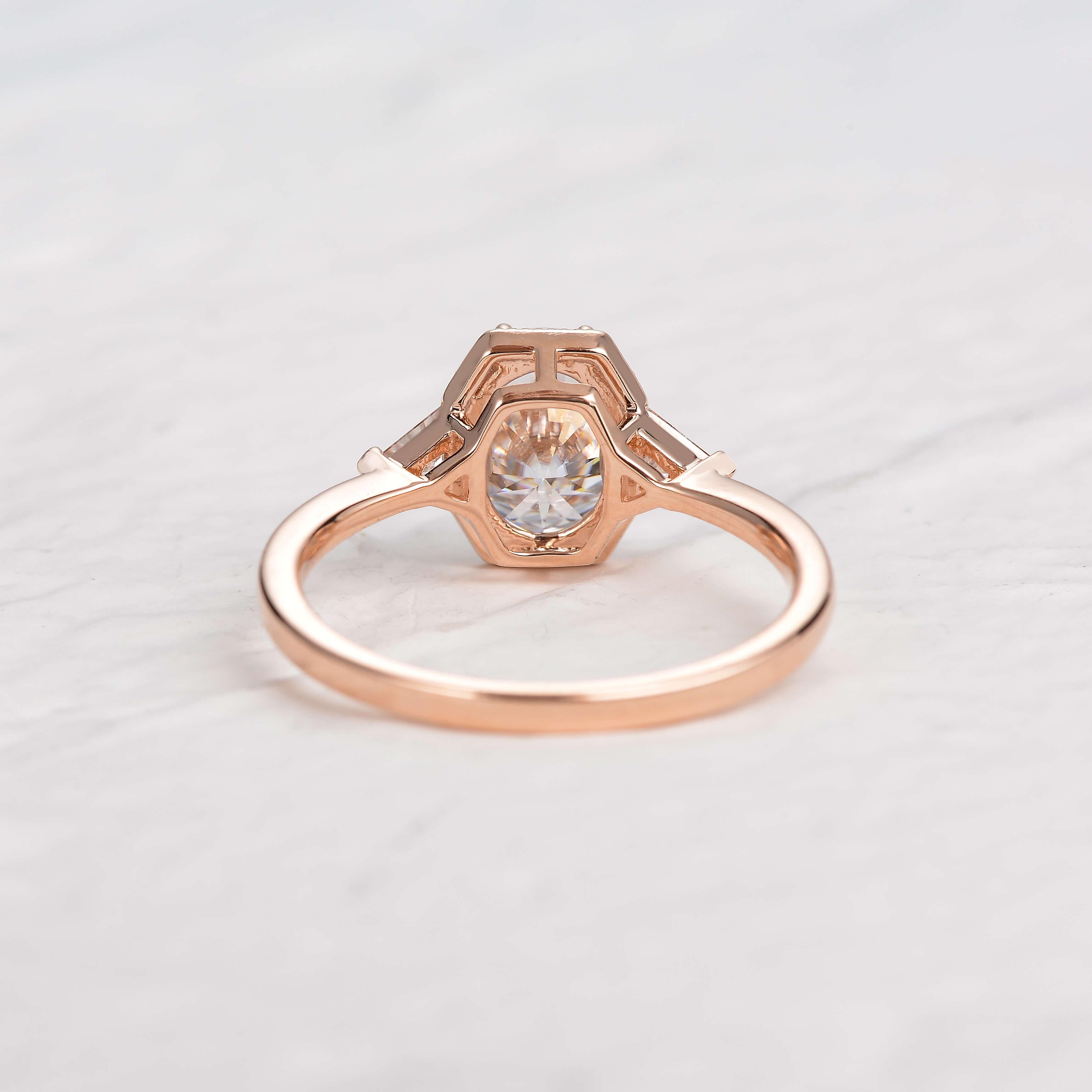 Geometric Moissanite Yellow Gold Vintage Ring - Felicegals 丨Wedding ring 丨Fashion ring 丨Diamond ring 丨Gemstone ring--Felicegals