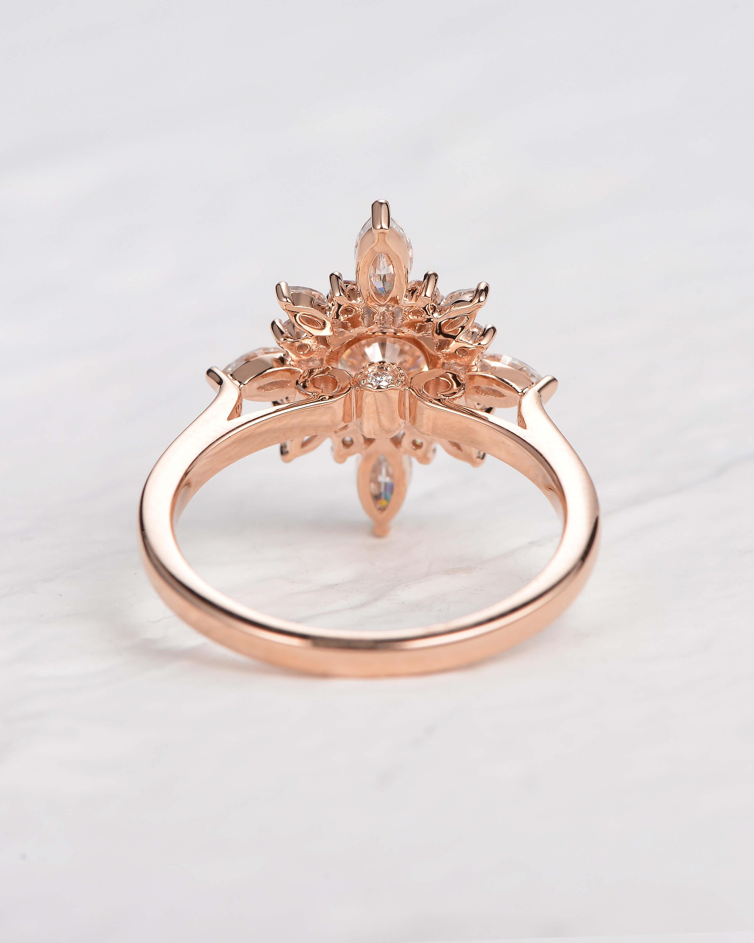 Flower Marquise Moissanite Rose Gold Ring - Felicegals 丨Wedding ring 丨Fashion ring 丨Diamond ring 丨Gemstone ring--Felicegals
