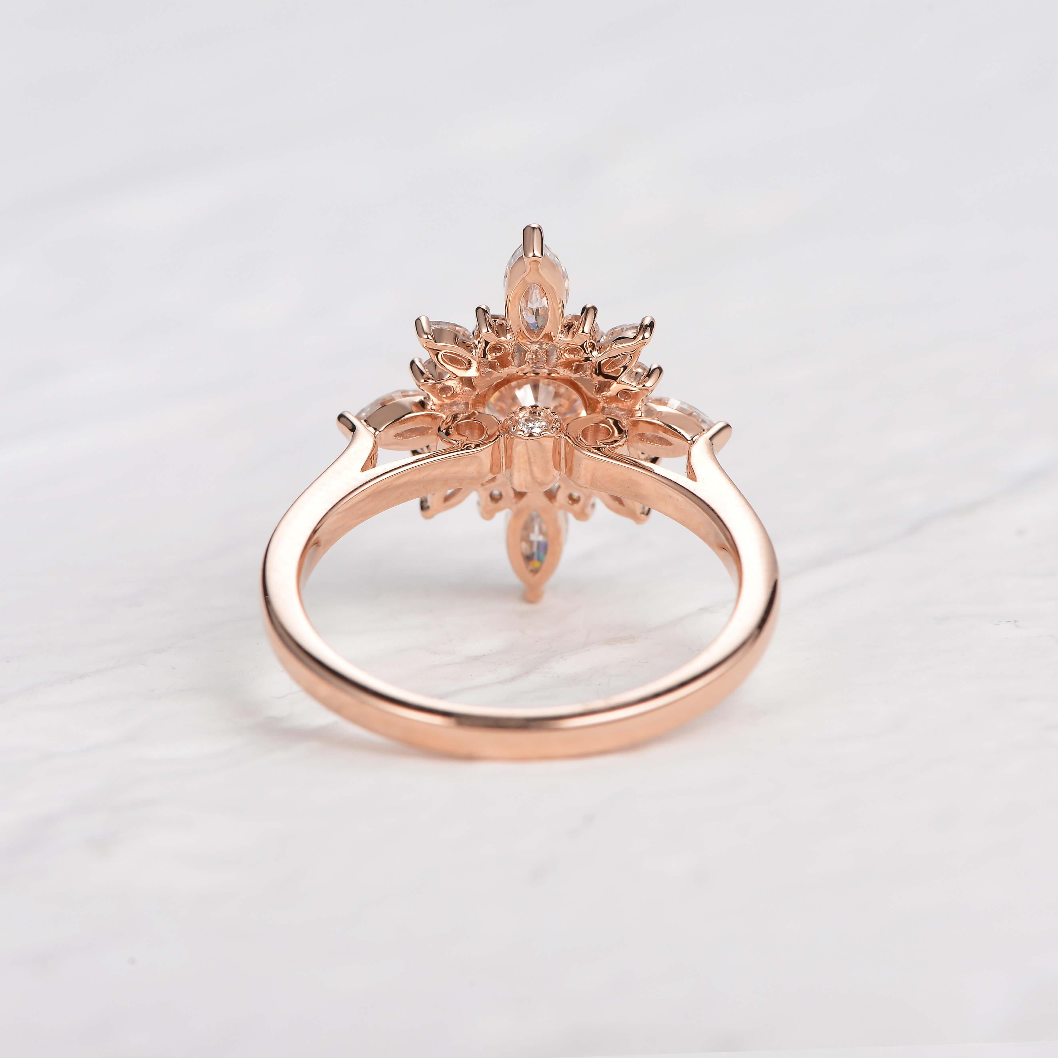 Flower Marquise Moissanite Rose Gold Ring - Felicegals 丨Wedding ring 丨Fashion ring 丨Diamond ring 丨Gemstone ring--Felicegals