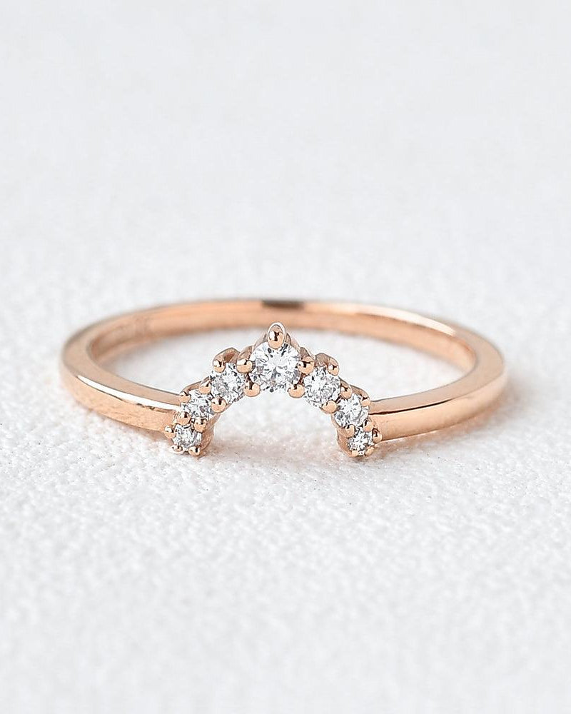 Moissanite Curved Rose Gold Wedding Ring - Felicegals