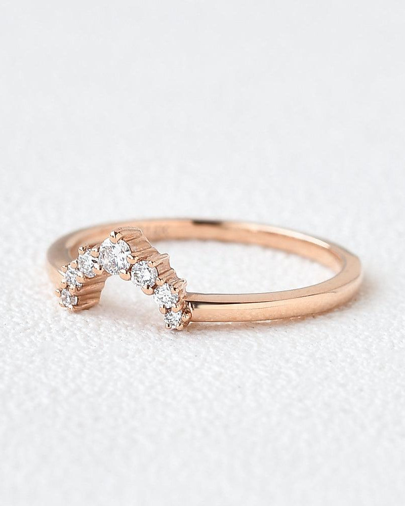 Moissanite Curved Rose Gold Wedding Ring - Felicegals