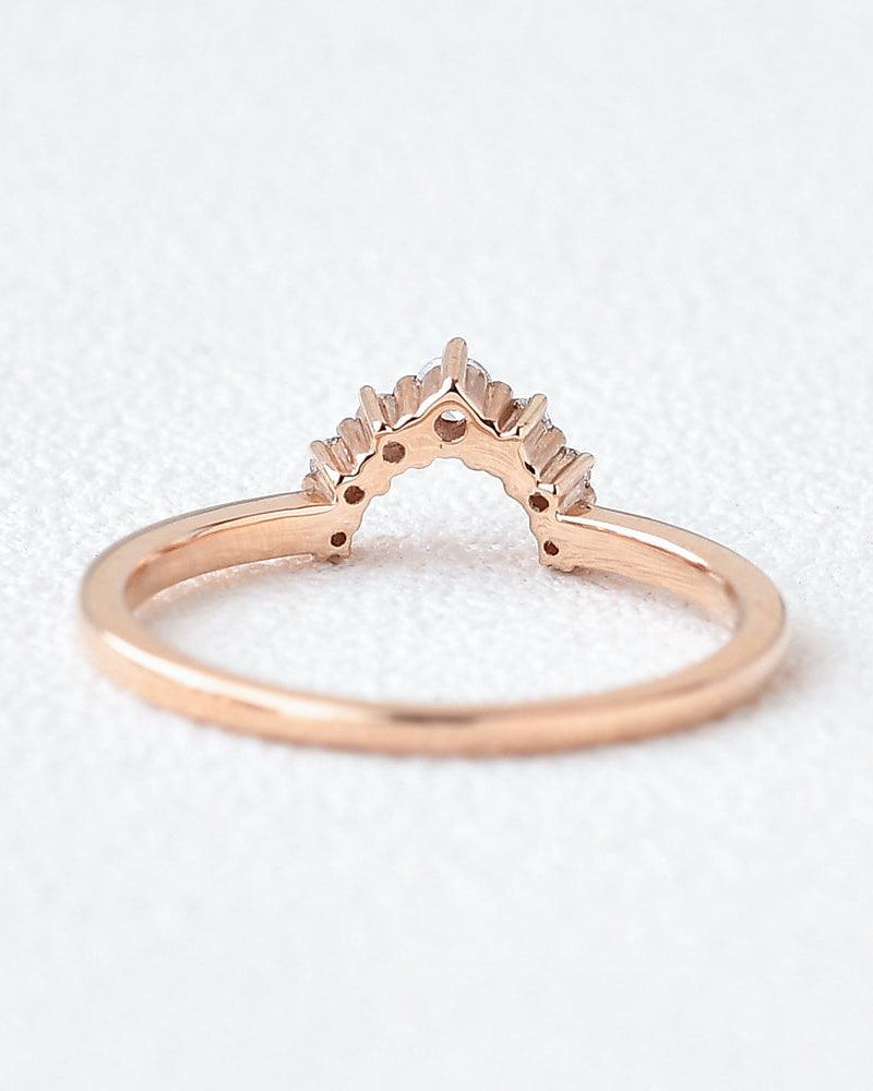 Moissanite Curved Rose Gold Wedding Ring - Felicegals