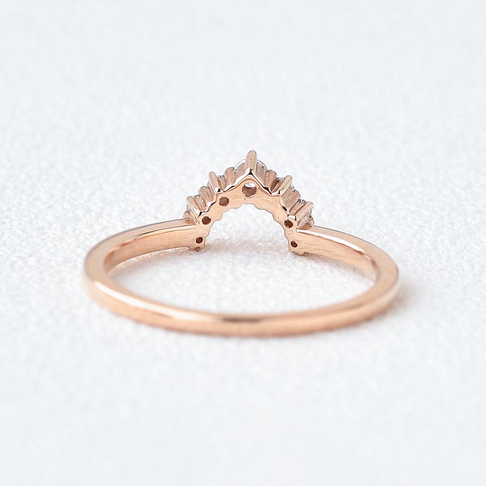 Moissanite Curved Rose Gold Wedding Ring - Felicegals
