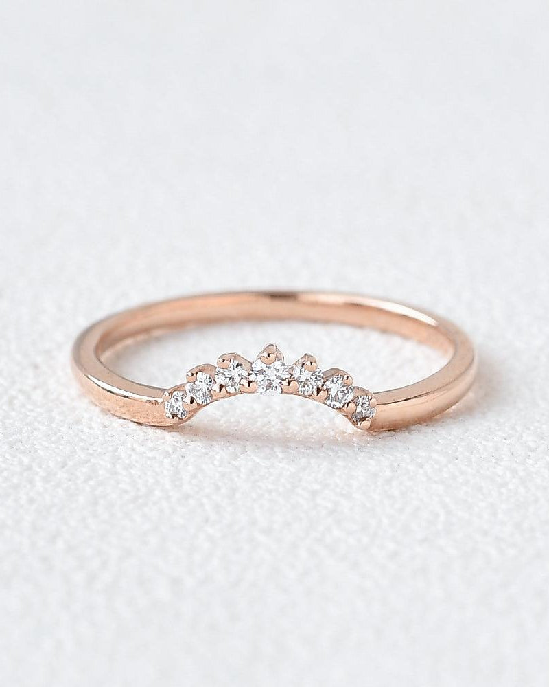 Moissanite Curved Rose Gold Wedding Ring - Felicegals