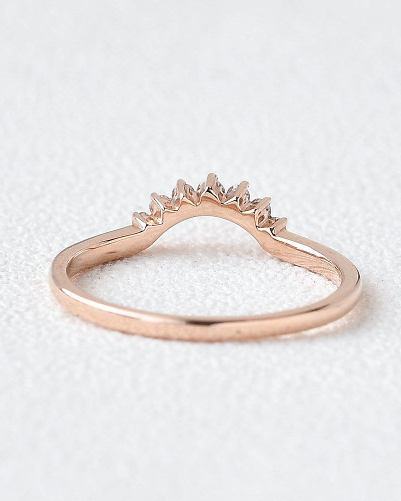Moissanite Curved Rose Gold Wedding Ring - Felicegals