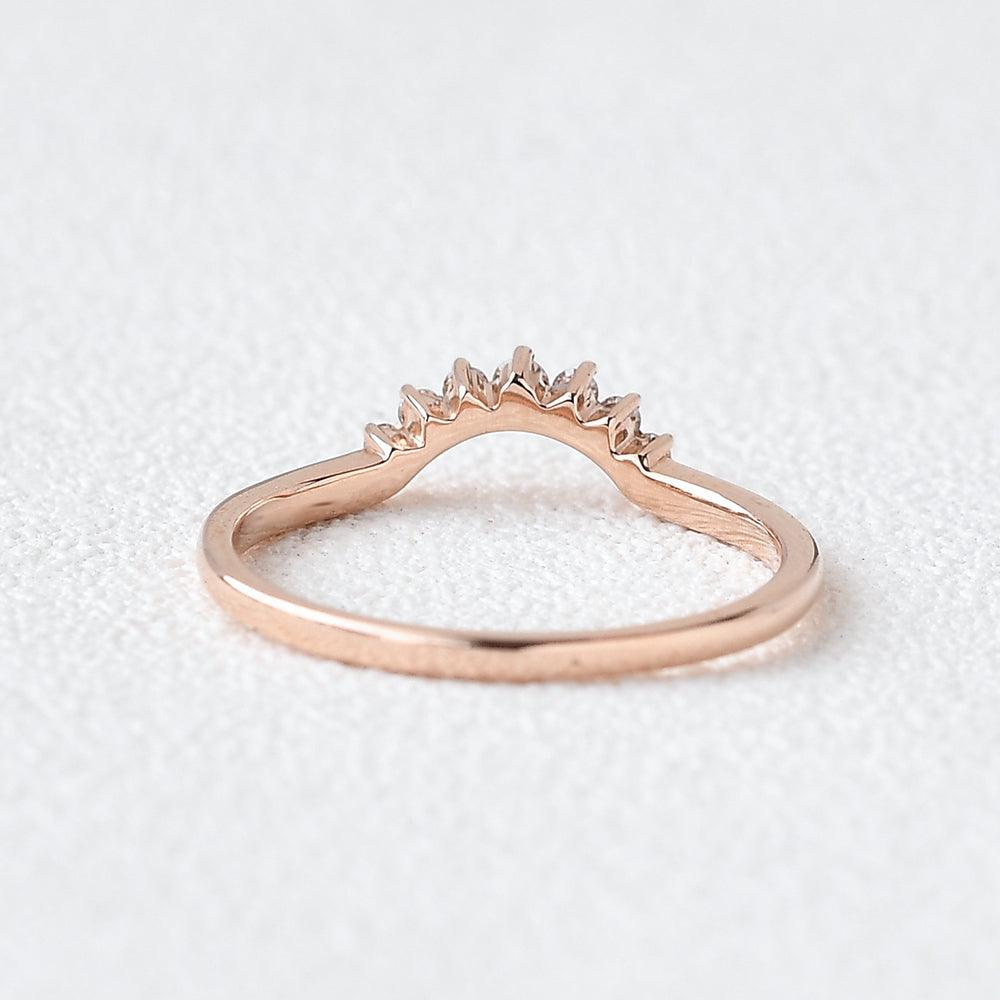 Moissanite Curved Rose Gold Wedding Ring - Felicegals