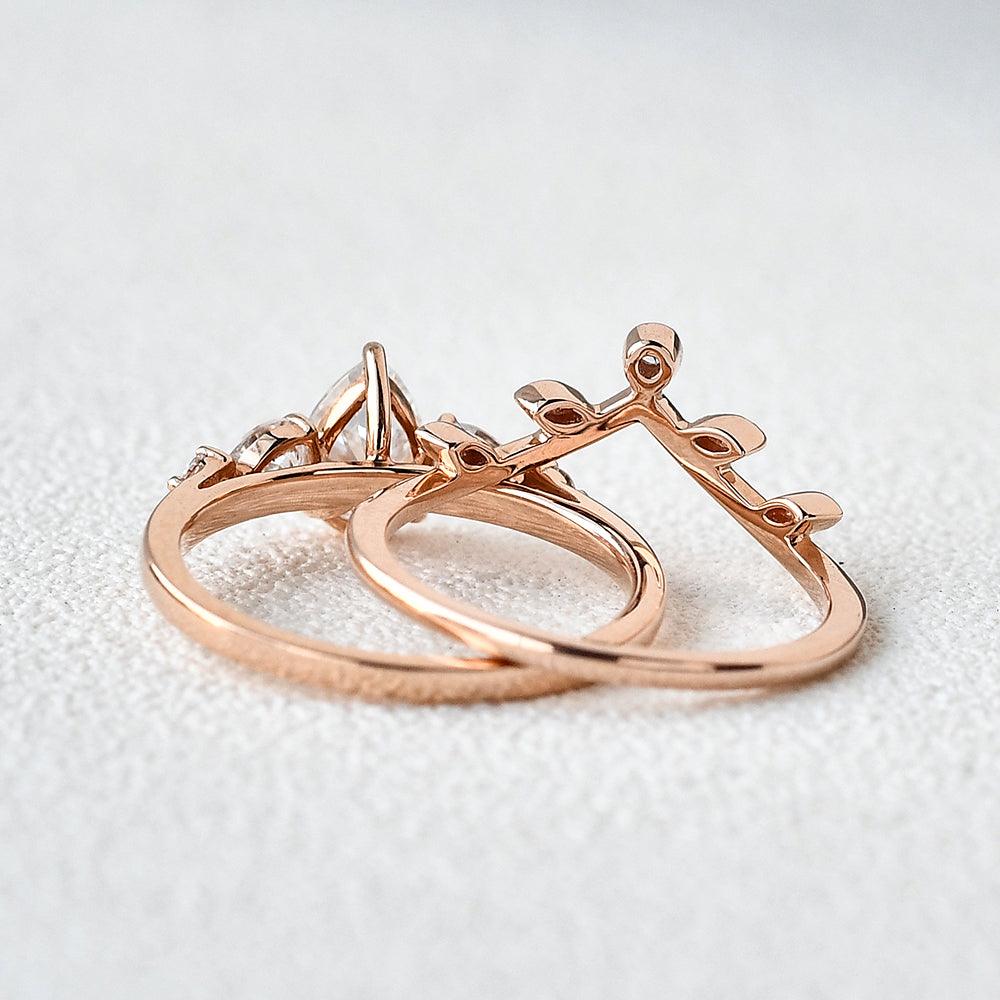 1.2ct Pear Shaped Cluster Moissanite Bridal Set 2pcs Ring - Felicegals