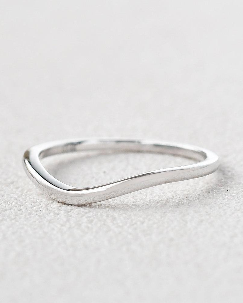 Minimalist Wave Rose Gold Promise Ring - Felicegals 丨Wedding ring 丨Fashion ring 丨Diamond ring 丨Gemstone ring--Felicegals