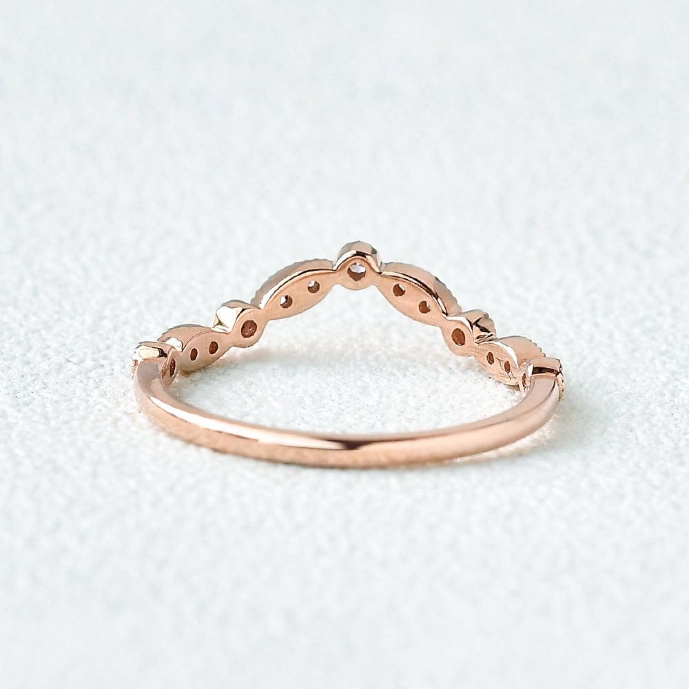 Moissanite Band V Shaped Rose Gold Ring - Felicegals