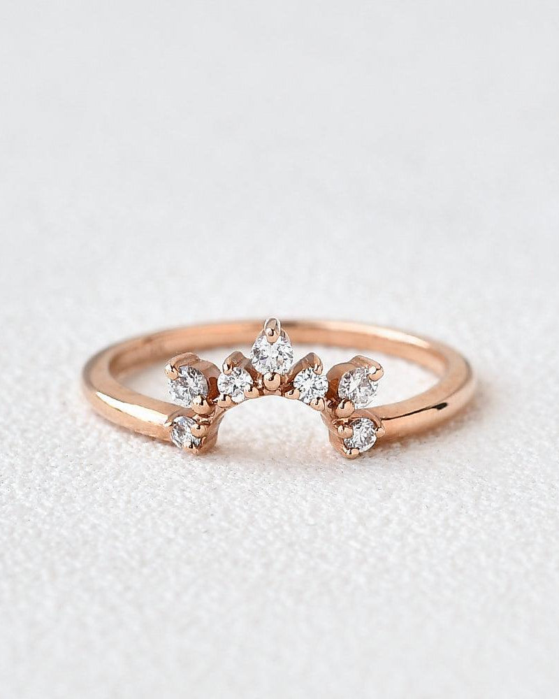 Moissanite Curved Rose Gold Wedding Ring - Felicegals