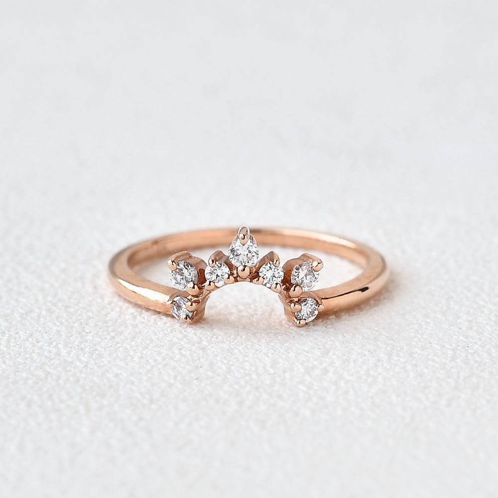 Moissanite Curved Rose Gold Wedding Ring - Felicegals