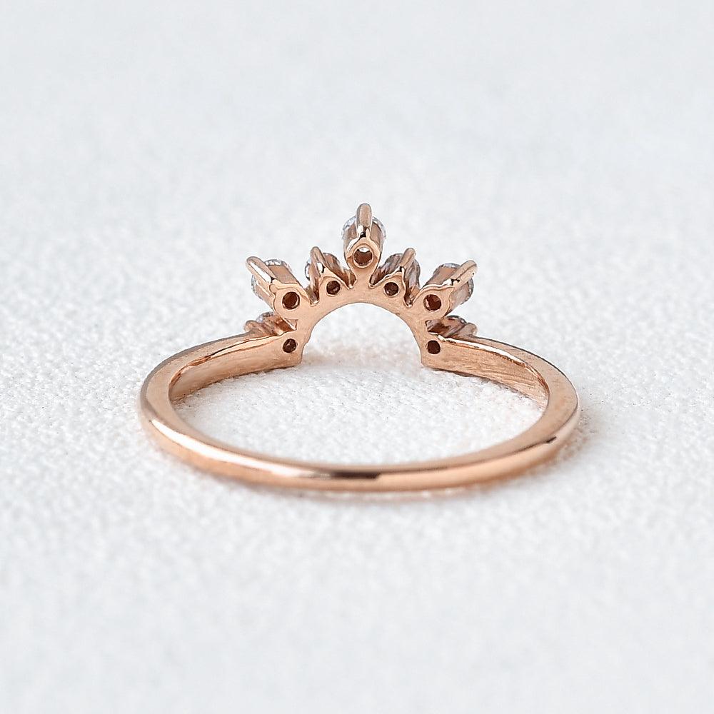 Moissanite Curved Rose Gold Wedding Ring - Felicegals