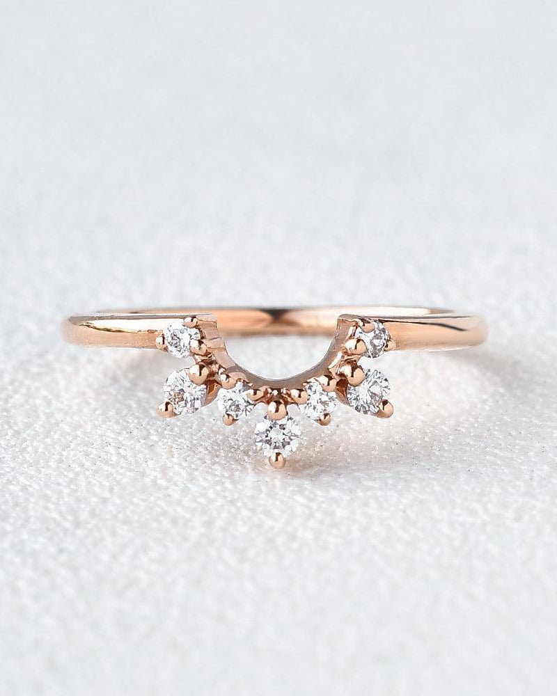 Moissanite Curved Rose Gold Wedding Ring - Felicegals