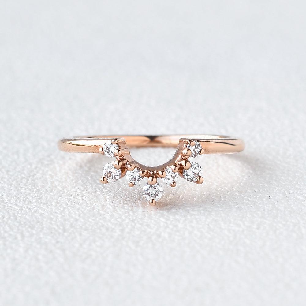 Moissanite Curved Rose Gold Wedding Ring - Felicegals