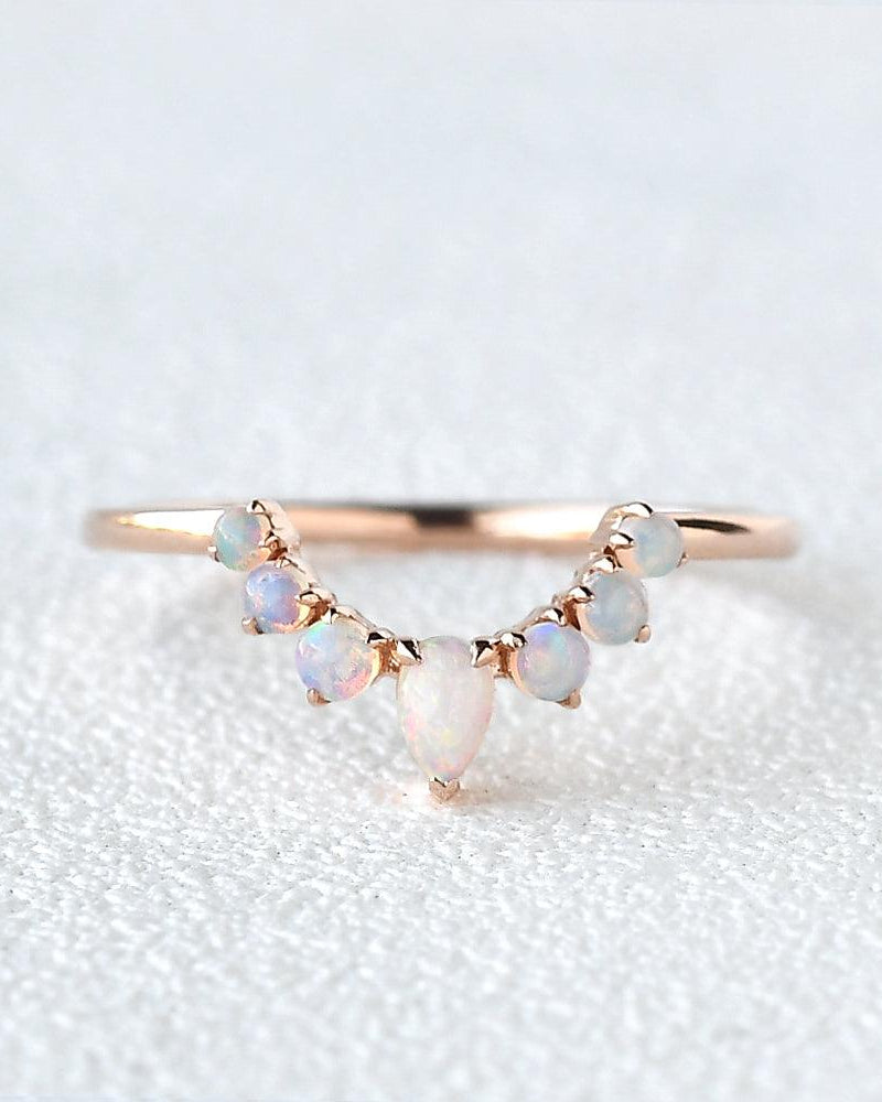 Pear Shaped Opal Stacking Ring - Felicegals