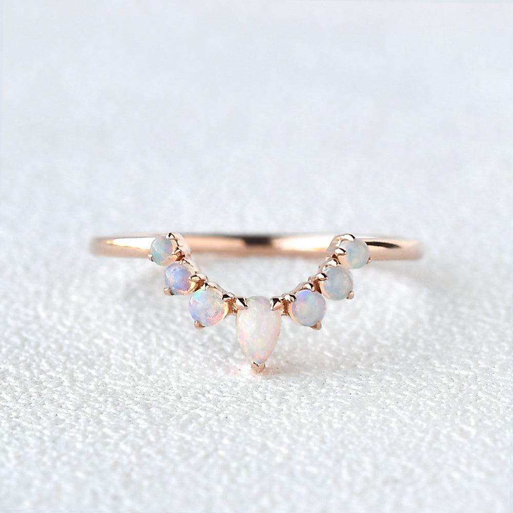 Pear Shaped Opal Stacking Ring - Felicegals