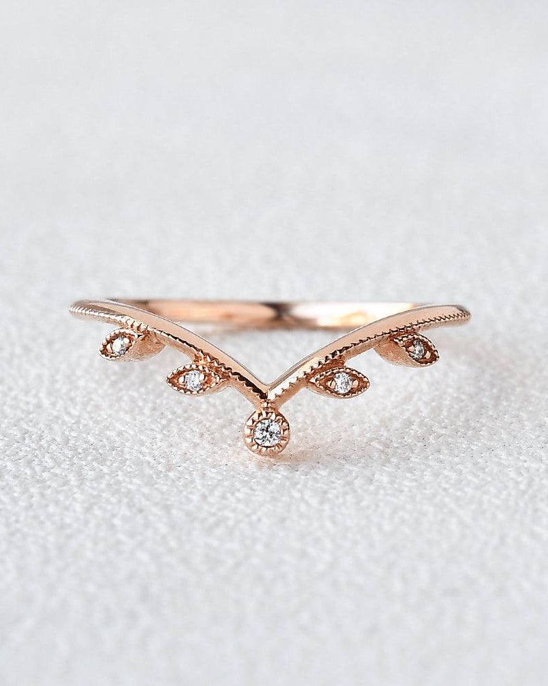 Chevron Rose Gold Moissanite Ring - Felicegals
